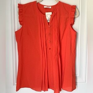 Erin Blair Pleated Ruffle Sleeveless Blouse